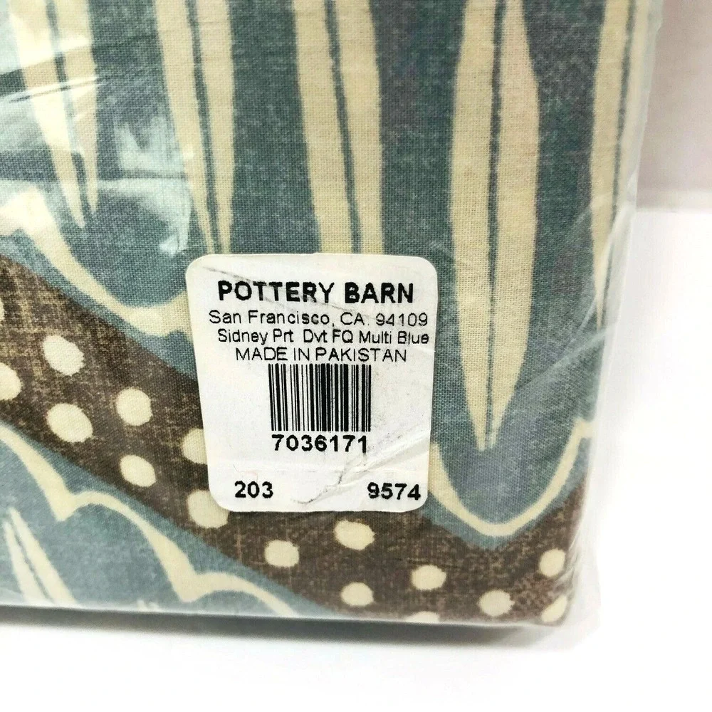 NEW Pottery Barn Duvet Cover Sidney Full Queen 92 x 88 Multi Blue Beachy Chevron